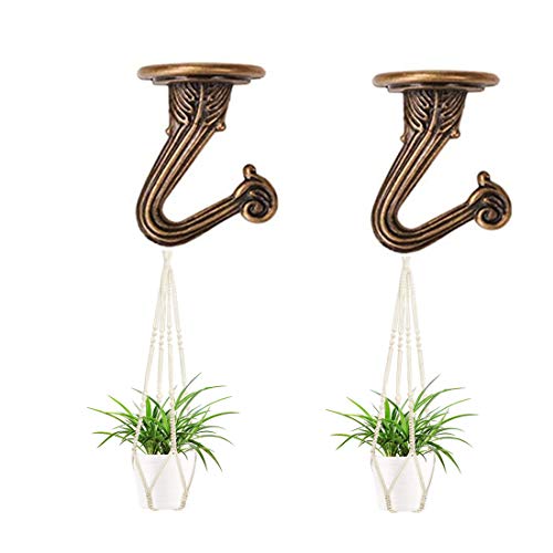 bnafes 2 Sets Metal Ceiling Hooks, Heavy Duty Swag Ceiling Hooks with Hardware for Hanging Plants/Chandeliers/Wind Chimes/Ornament (Bronze Color) - Image 4