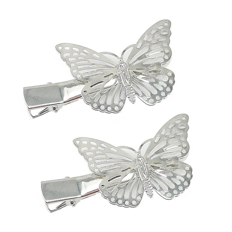 Yueton 1 Pair Silver Butterfly Hair Clip Hair Accessories Bride Headwear Hair Clips