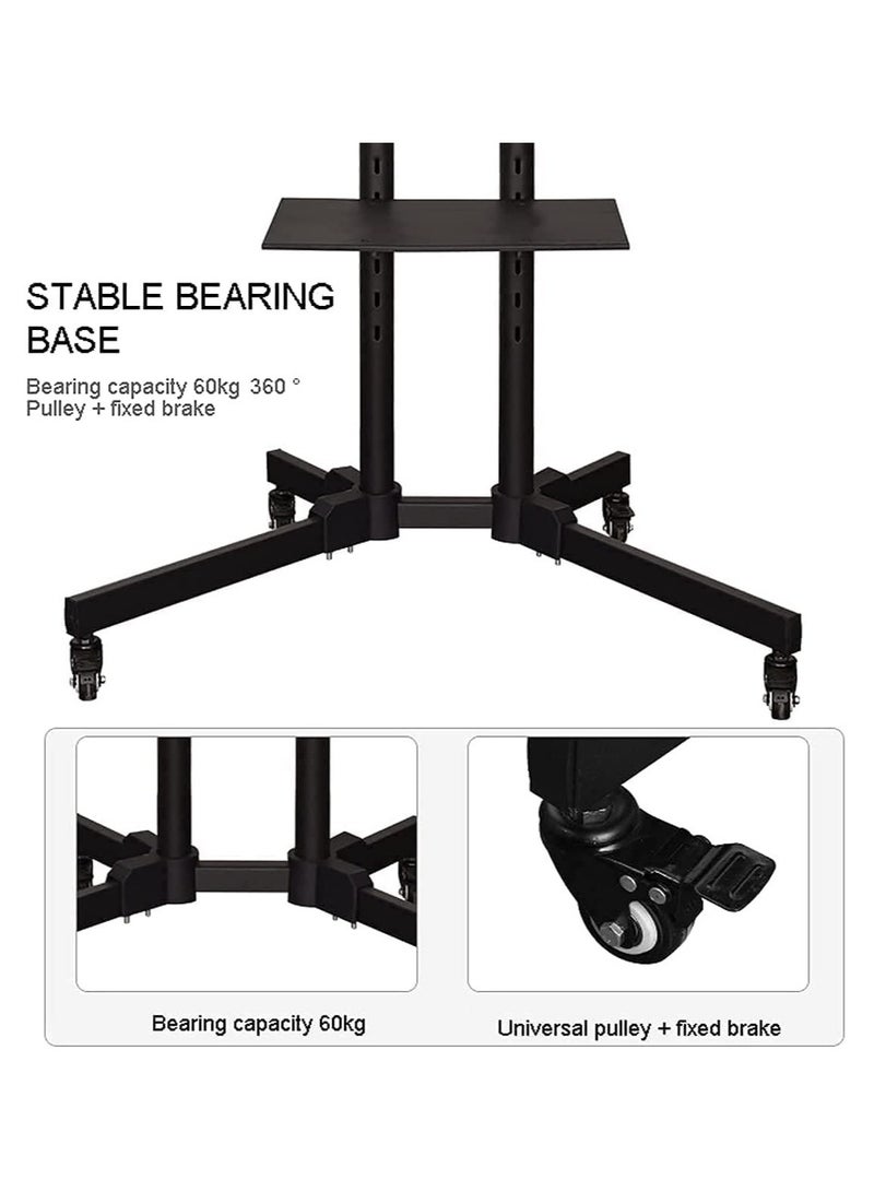 ELTRAZONE Economical Series TV Cart/Mobile TV Stand with Rolling Casters and Shelf, Max VESA 600x400 Compatible TV Mount Bracket Fits Displays 37 to 70 Inch, Weight 50kg.TV Floor Stand  - Image 2