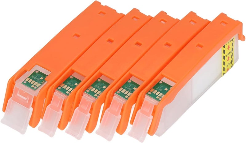 5 Piece Refillable Ink Cartridge Set Compatible with 580 581 Printers - PGBK BK C M Y Ink Cartridges with Permanent Chips and PP Construction for Document and Photo Printing (580-581) - Image 4