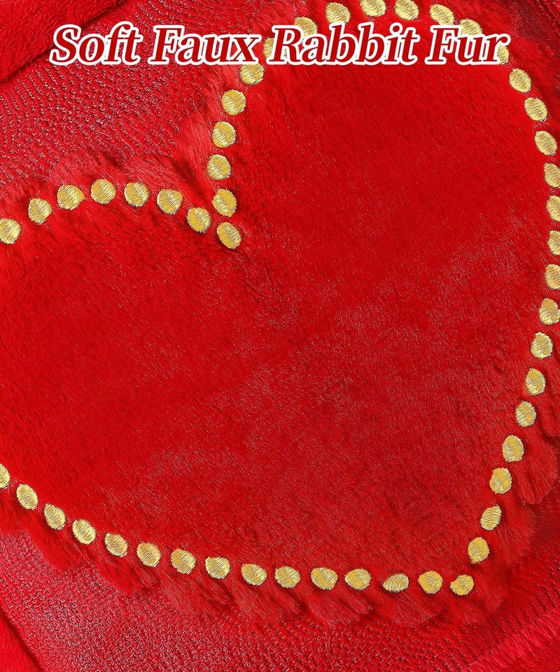 SEGXCFL Romantic Gifts for Woman Valentine Day Throw Pillow Covers 18x18in Set of 2,Soft Plush Faux Fur Pillow Cover Red Heart 3D Embroidered Decorative Couch Sofa Home Indoor Outdoor (Red Heart, 18x18) - Image 5