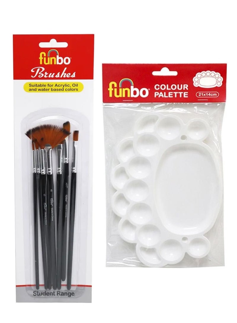 Funbo 12-Piece Oil Colour Tube With 7 Piece Multi-Purpose Brush Set And Painting Palette - Image 3