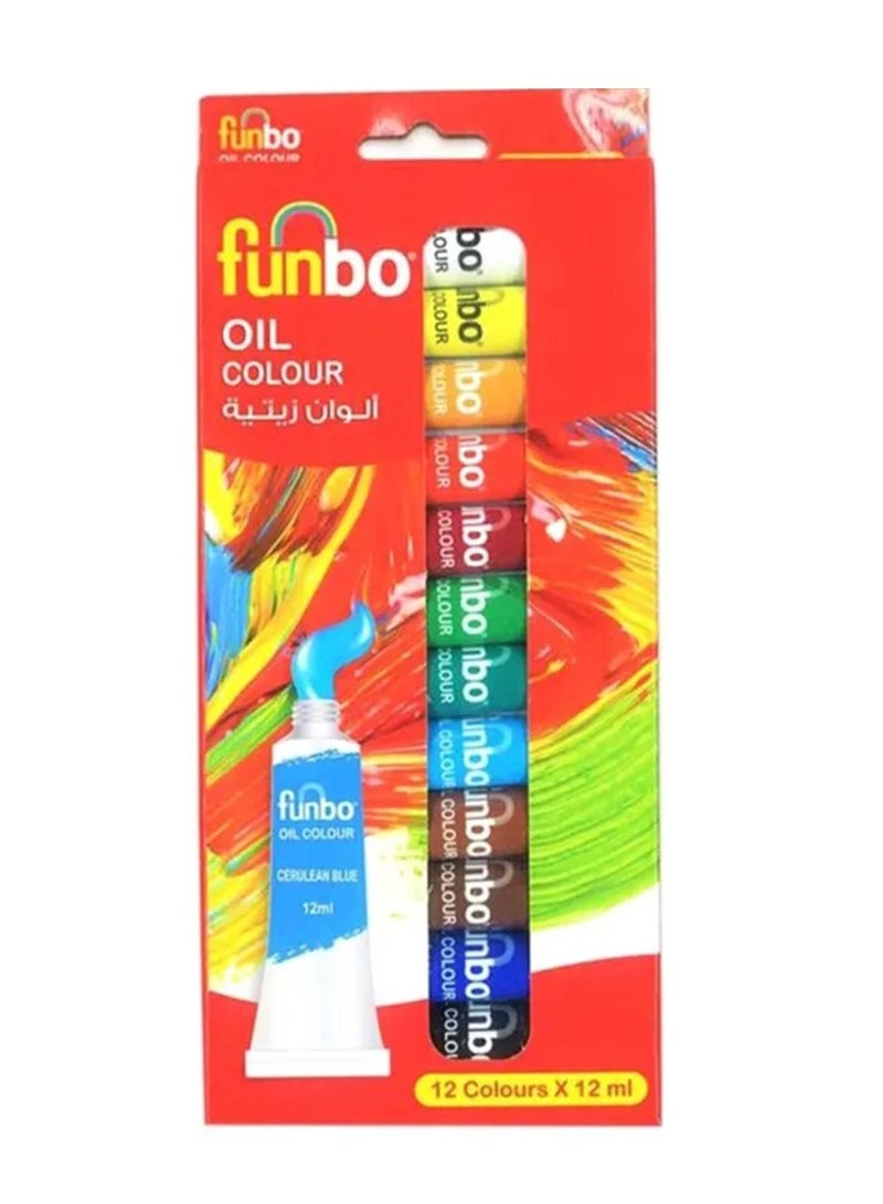 Funbo 12-Piece Oil Colour Tube With 7 Piece Multi-Purpose Brush Set And Painting Palette - Image 2
