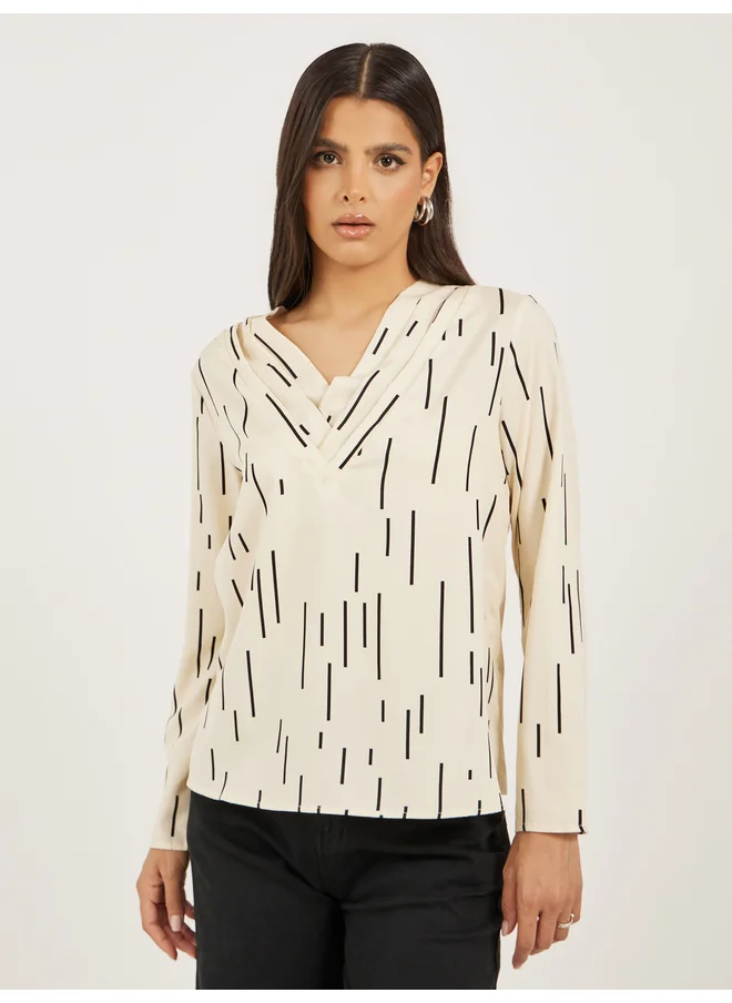 Take Two Take Two Women All-Over Print Long Sleeve Blouse