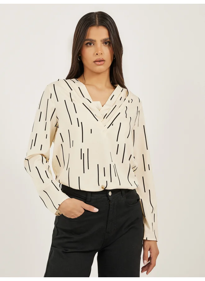Take Two Take Two Women All-Over Print Long Sleeve Blouse
