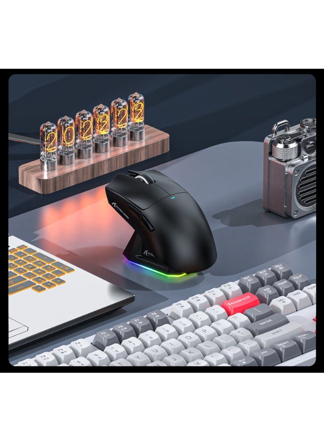 هجوم القرش ماوس الألعاب اللاسلكي X11 من أجاج شارف - ماوس بلوتوث ثلاثي الأنظمة قابلاً للشحن مع إضاءة RGB خفيفة الوزن - Image 1