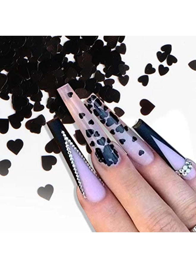 OSTTMA 12 Grids Heart Nail Stickers Hearts Nail Decals for Women Retro Love Heart Nail Glitters 3D Nail Art Supplies Holographic Shiny Gold Nail Sequins for Valentines Day Manicure Decorations - Image 4