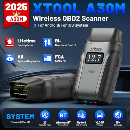 XTOOL Wireless OBD2 Scanner for Android & iPhone, XTOOL Anyscan A30M V2.0 2025 Bidirectional Scan Tool with Free Updates, All System, 23 Resets, CANFD, FCA, Crank Sensor Relearn, Upgraded Ver. of A30 - Image 3