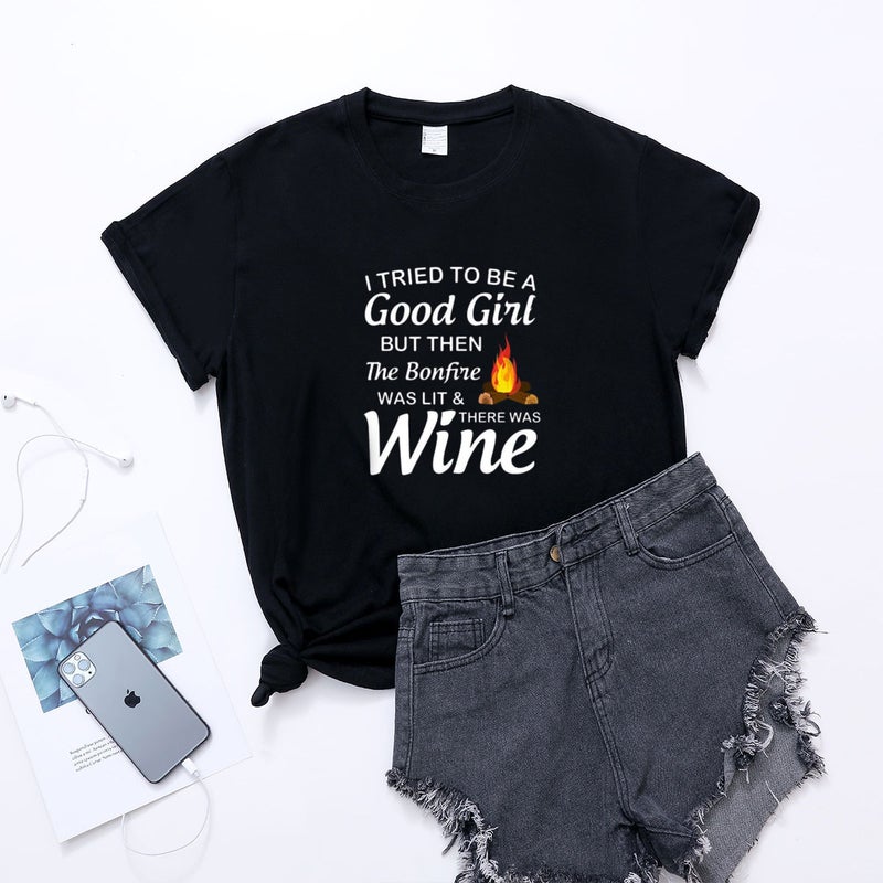 2023 Women'S I Tried To Be A Good Girl Letter Printed Short-Sleeved T-Shirt Women - Image 1