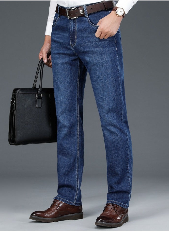 NIBEMINENT - Straight Leg Jeans For Business, Men's Semi-formal Stretch Jeans With Pockets - Image 1