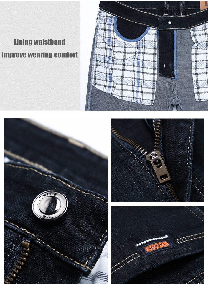 NIBEMINENT - Straight Leg Jeans For Business, Men's Semi-formal Stretch Jeans With Pockets - Image 1