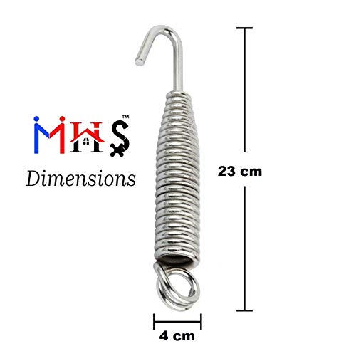 MHS Alloy Steel Heavy Duty Zula Bearing Spring with Hooks & Links | 360° Rotating Hammock & Porch Swing Spring | 150kg Capacity | Multiple Finishes & Pack Options (Silver Finish, Spring with S Hook) - Image 2