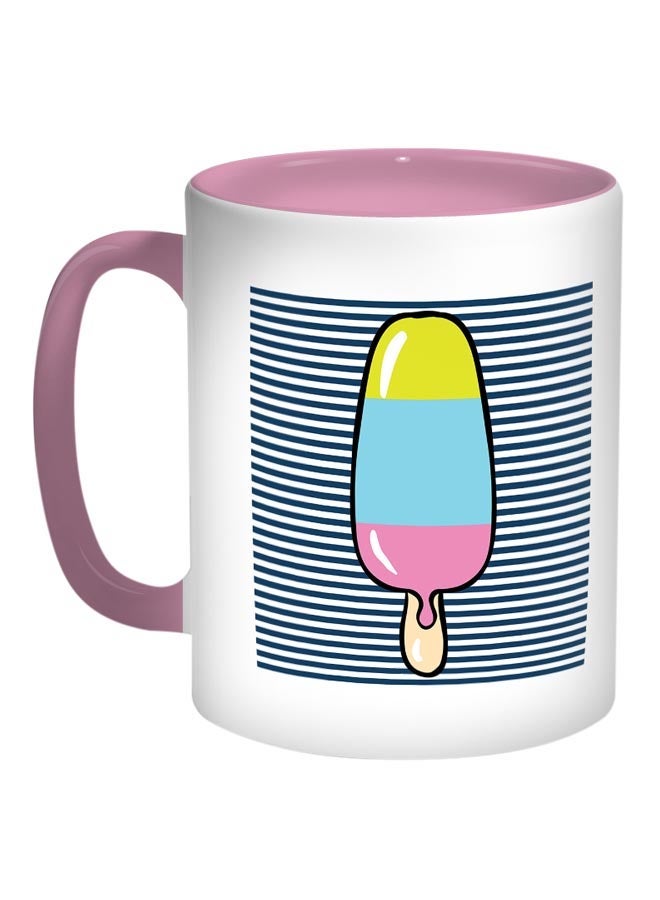RYN Ice Cream Printed Coffee Mug Pink/White/Blue 11ounce