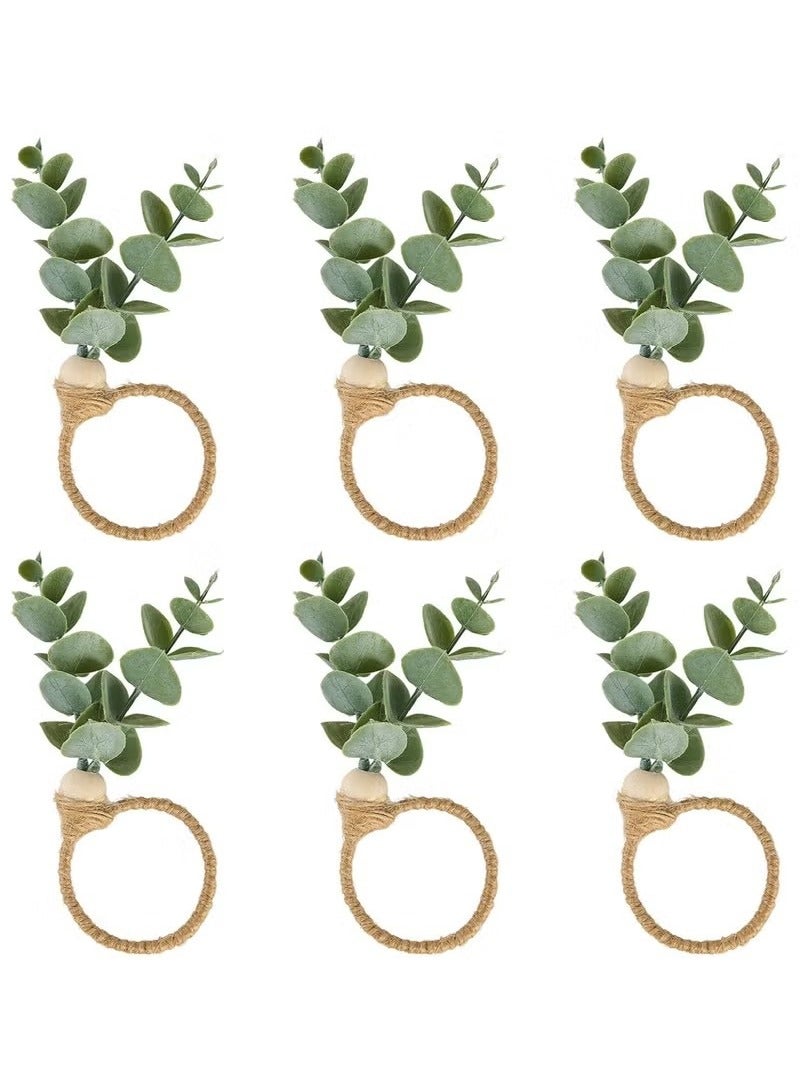 Unewshi 10 Pack Napkin Rings, Eucalyptus Napkin Rings Wooden Napkin Rings Green Leaf Napkin Rings for Wedding Table Decor Birthday Party Decorations - Image 5