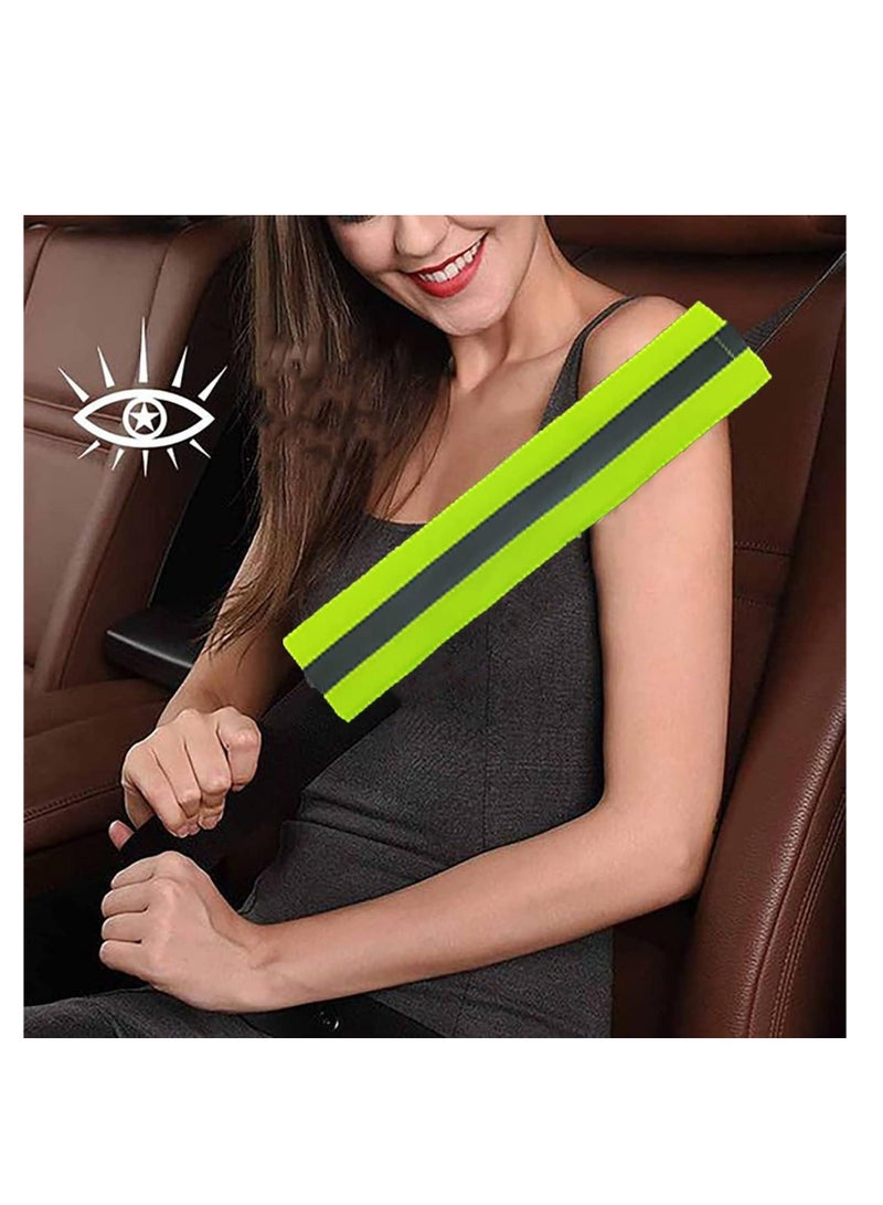 غطاء حزام الأمان للسيارة، أخضر فسفوري، مناسب لجميع السيارات، قطعتين - Image 2
