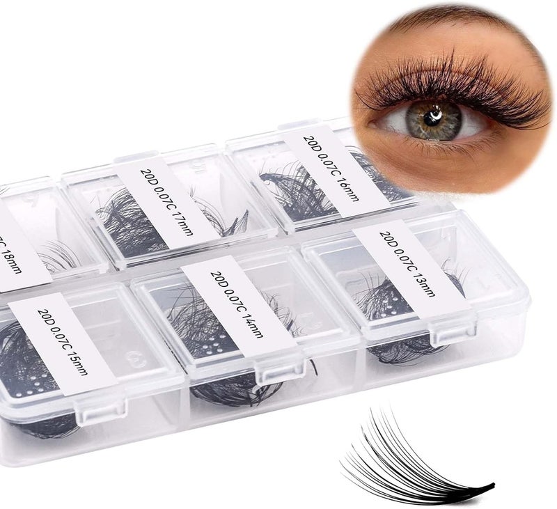 FADLASH Premade Fans Eyelash Extensions 300pcs 20D Premade Lash Fans C Curl Pre Made Fans Lash Extensions Volume Eyelash Extensions Premade Eyelash Fans Loose Fans (20D-0.07C-13-18mm) - Image 5