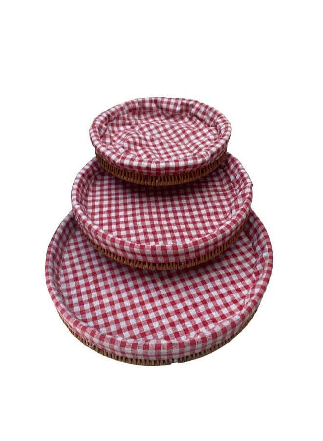 3-Piece Round Bamboo Serving Trays Set - Image 2