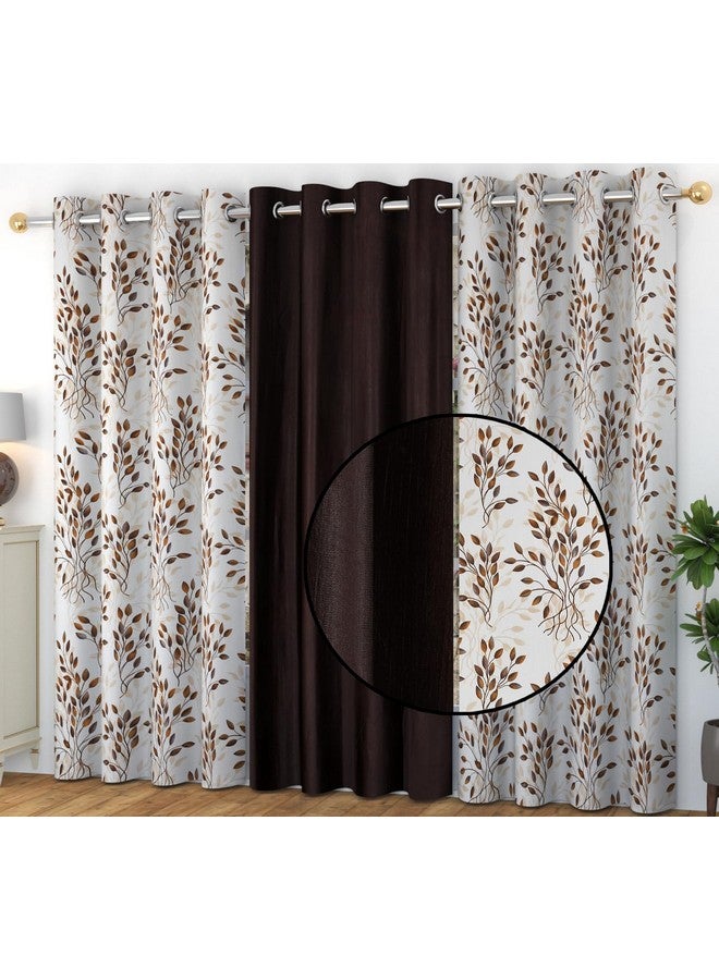 FRESH FROM LOOM Grommet Curtains for Door 9 Feet Long|Latest Big Window Curtain Premium Polyester Parda|Latest Modern Parde for Living Room Bedroom|Home Office Screens (Set of 3 | Coffee) - Image 1