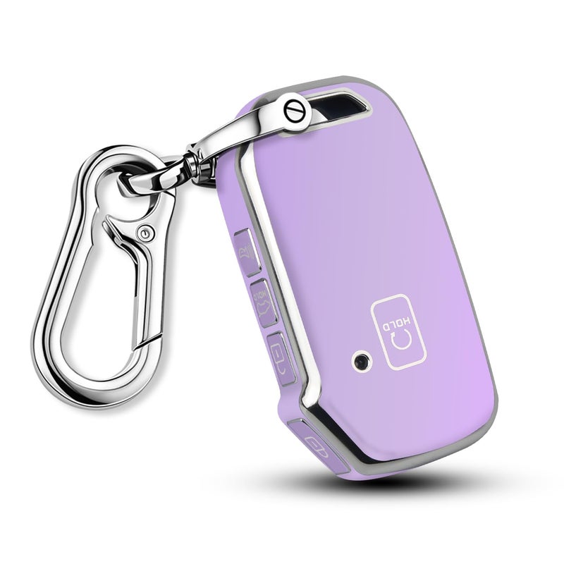 QBUC for Kia Key Fob Cover Case with Keychain Compatible with Kia K5 Sportage Sorento Telluride Forte Seltos Soul Niro Car KeyPurple