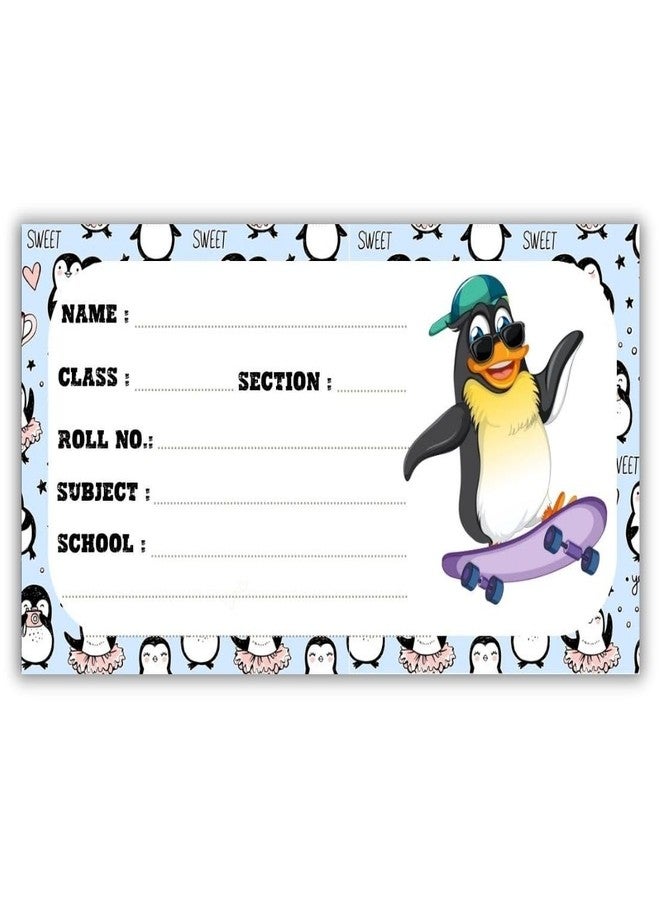 AanyaCentric 36 Pieces Cartoon Printed Name Slip for Kids | 10 x 5 cm | Self Fill in Sticky Labels for Notebook Register Copy - Image 1