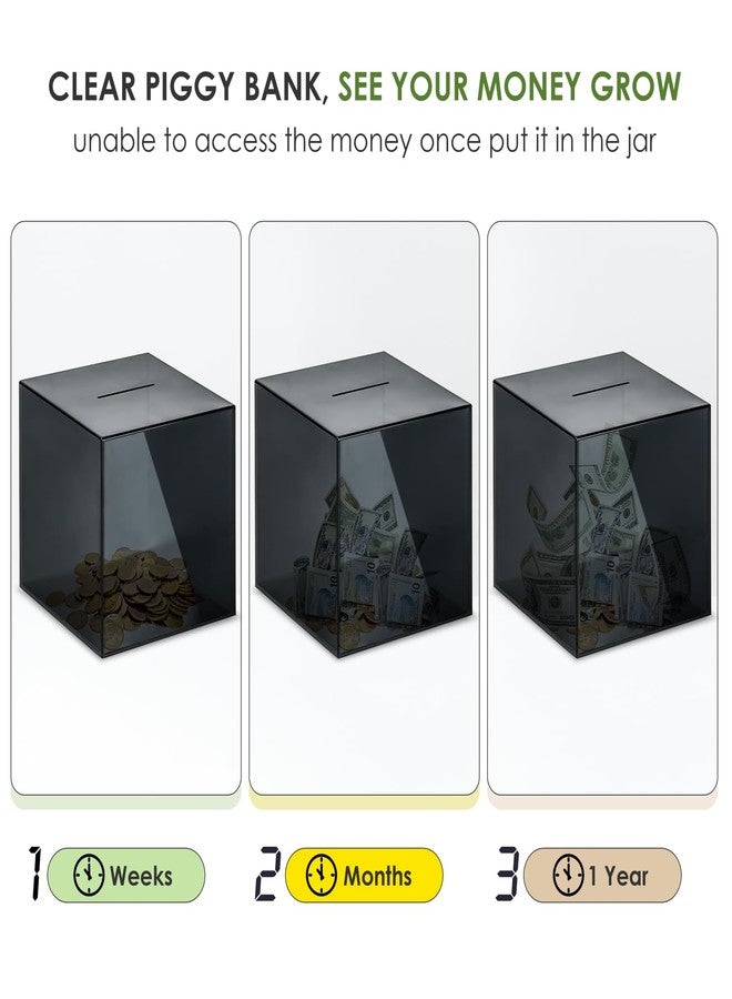Vcertcpl Piggy Bank for Adults Must Break to Open, Vcertcpl Acrylic Clear Piggy Bank Money Saving Box for Cash Saving, Unopenable Adults Piggy Bank for Real Money Bank Coin Bank Change Jar (Gray S, 12 * 12CM) - Image 5