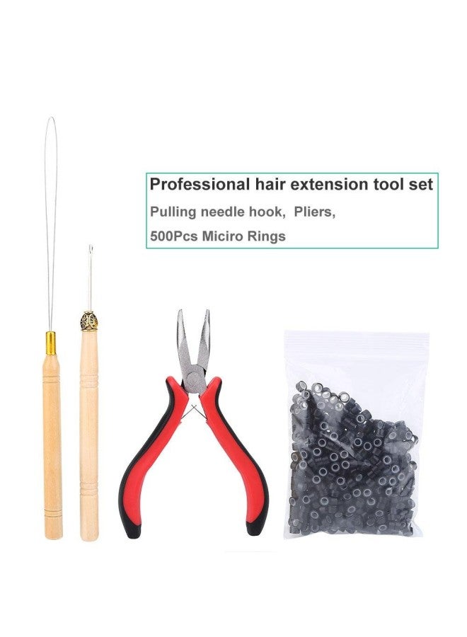 klarako Hair Extension Kit, Wig Connector Kit Pliers Hook Loop Tip with 500Pcs Micro Rings Hair Extension Accessories (Black)  - Image 2