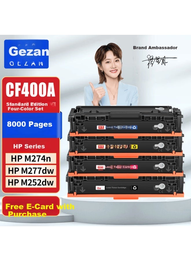 Gezan Cf400a Color Toner Cartridge Set 201a Compatible With Hp M277dw, M252n, M252dw, M252dn, M274n, M277n And Canon Crg045 Toner Cartridge For Mf633cdw - Image 3