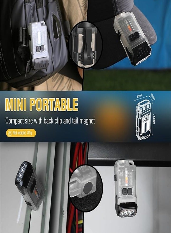 مصباح يدوي LED صغير الحجم قابل لإعادة الشحن ومُحسَّن بسلسلة مفاتيح مع مشبك - Image 4