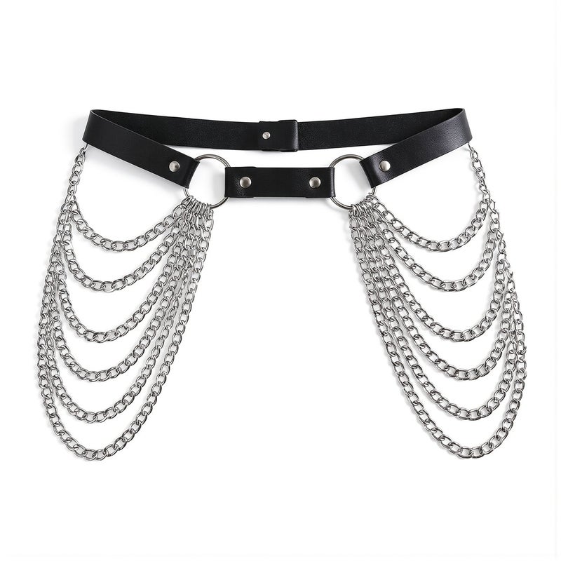 Layered Leather Waist Chain Harness Body Chain for Women Punk Hip Jewelry - Image 3