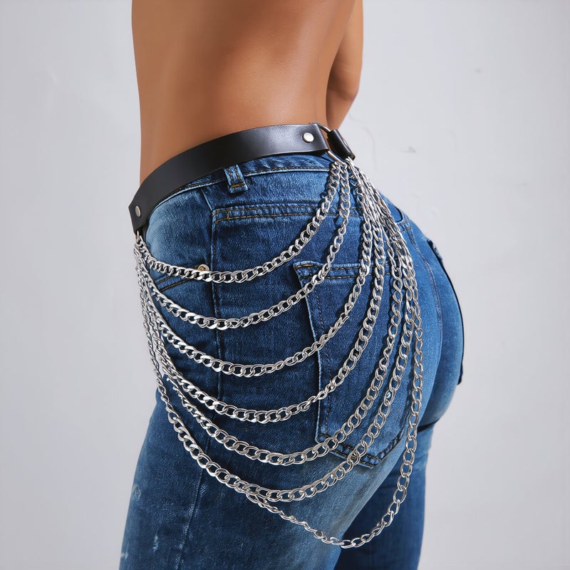 Layered Leather Waist Chain Harness Body Chain for Women Punk Hip Jewelry - Image 5