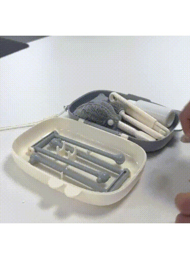 يونيكبيبي مجموعة تنظيف زجاجات الأطفال 6 في 1 مع صندوق تخزين، طقم فرشاة تنظيف سيليكون متعددة الوظائف مع فرشاة للحلمة والشفاط، رف تجفيف قابل للطي، منظم تجفيف زجاجات محمول، خفيف الوزن وسهل الحمل، آمن خالٍ من BPA لتنظيف الزجاجات وأدوات الرضاعة للأطفال والرضع - Image 4