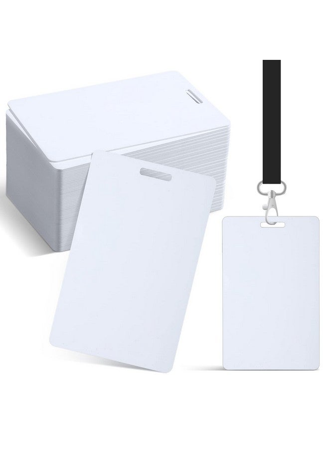 Tinlade 100 Pcs White Pvc Cards With Slot Punch On Short Side Vertical Slot Punch Card Blank Credit Cards Plastic Photo Id Card Graphic Quality Pvc Cards For Business Office Standard Cr80 30Mil Size - Image 1
