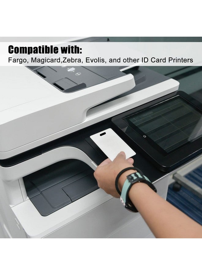 Tinlade 100 Pcs White Pvc Cards With Slot Punch On Short Side Vertical Slot Punch Card Blank Credit Cards Plastic Photo Id Card Graphic Quality Pvc Cards For Business Office Standard Cr80 30Mil Size - Image 4
