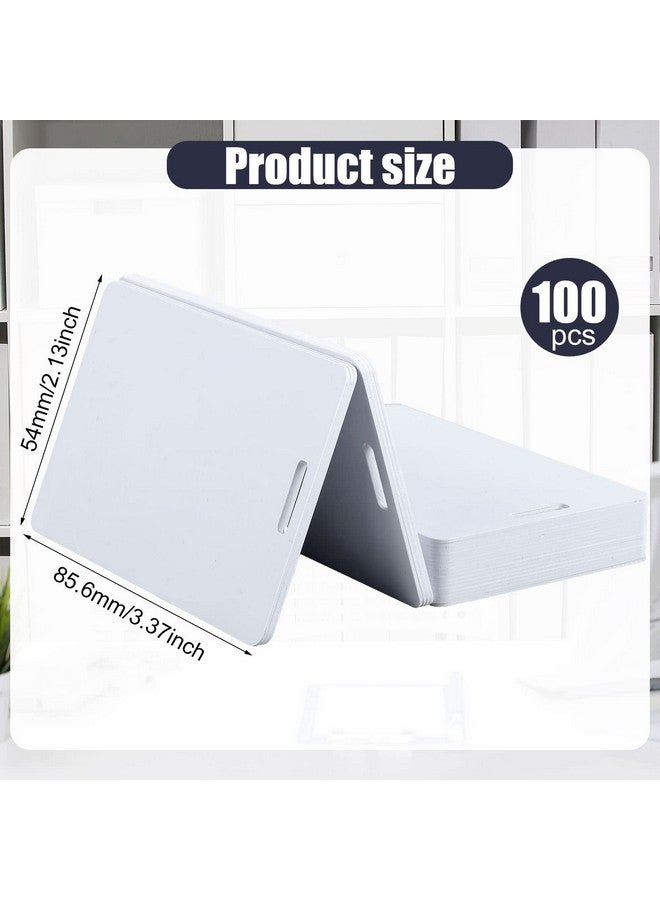 Tinlade 100 Pcs White Pvc Cards With Slot Punch On Short Side Vertical Slot Punch Card Blank Credit Cards Plastic Photo Id Card Graphic Quality Pvc Cards For Business Office Standard Cr80 30Mil Size - Image 2