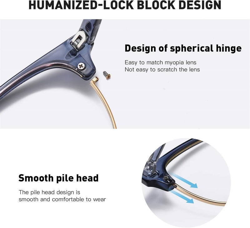 AOMASTE Store Blue Light Blocking Glasses Vintage Half Frame UV Clear Lens Anti Eyestrain Computer Gaming Glasses for Women Men(P60) - Image 5