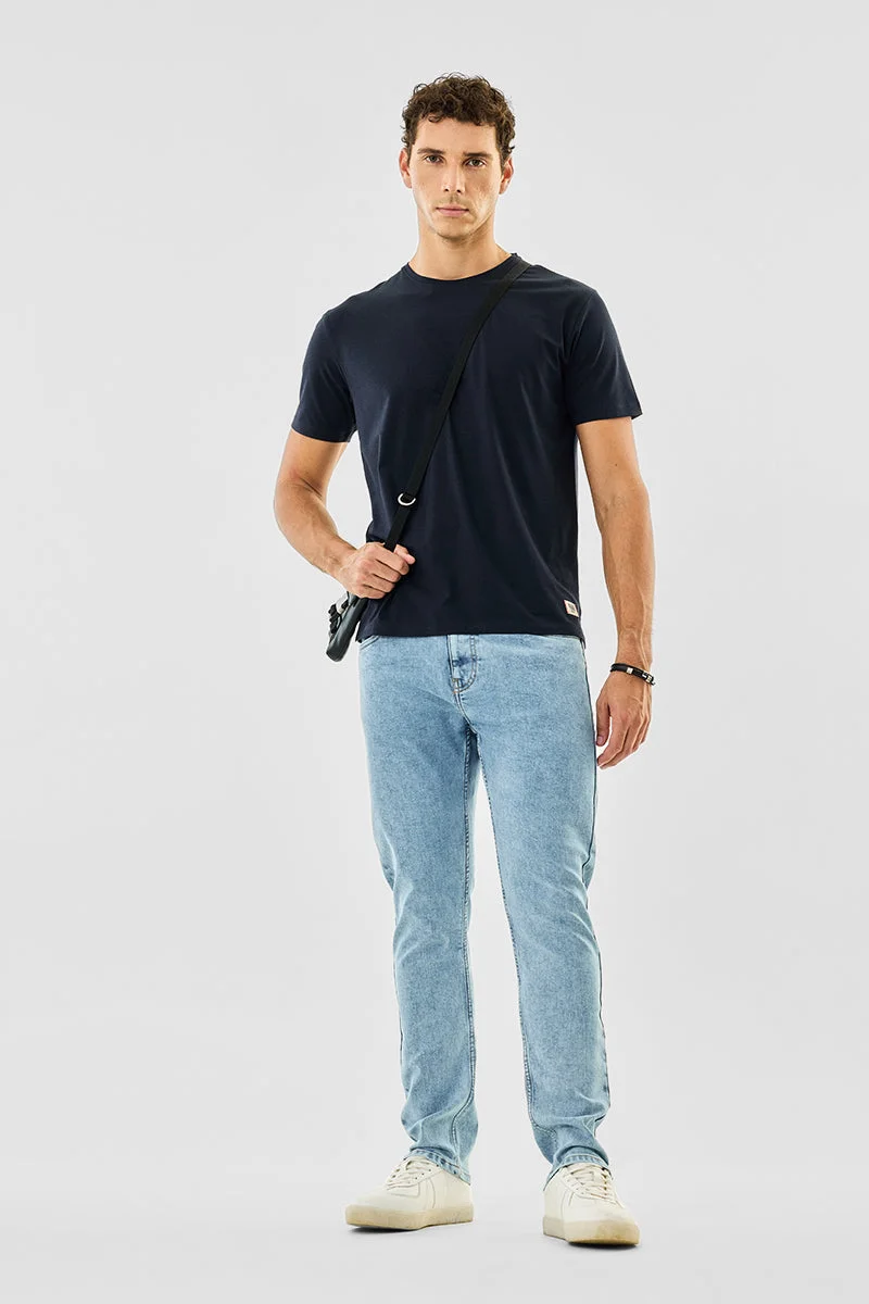 SNITCH Light Blue Solid Slim Fit Casual Core Lab Jeans