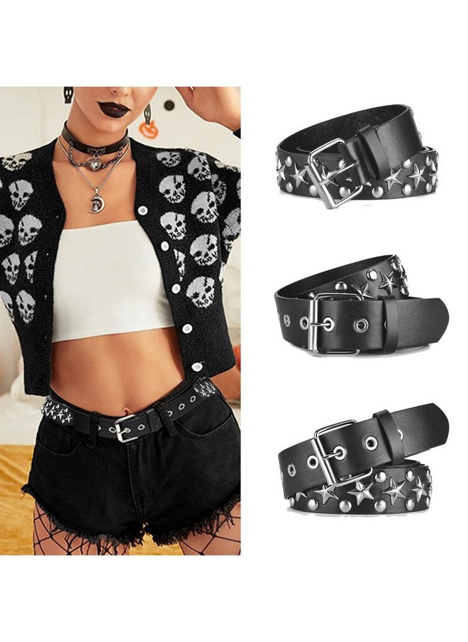 HABUAETY - Studded Belt Women Y2K Spike Star Belts Star Black Girl Woman Stud Punk Waist Belt For Halloween Cosplay - Image 1