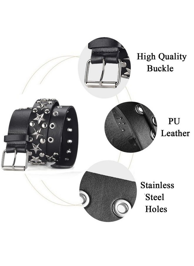 HABUAETY - Studded Belt Women Y2K Spike Star Belts Star Black Girl Woman Stud Punk Waist Belt For Halloween Cosplay - Image 1