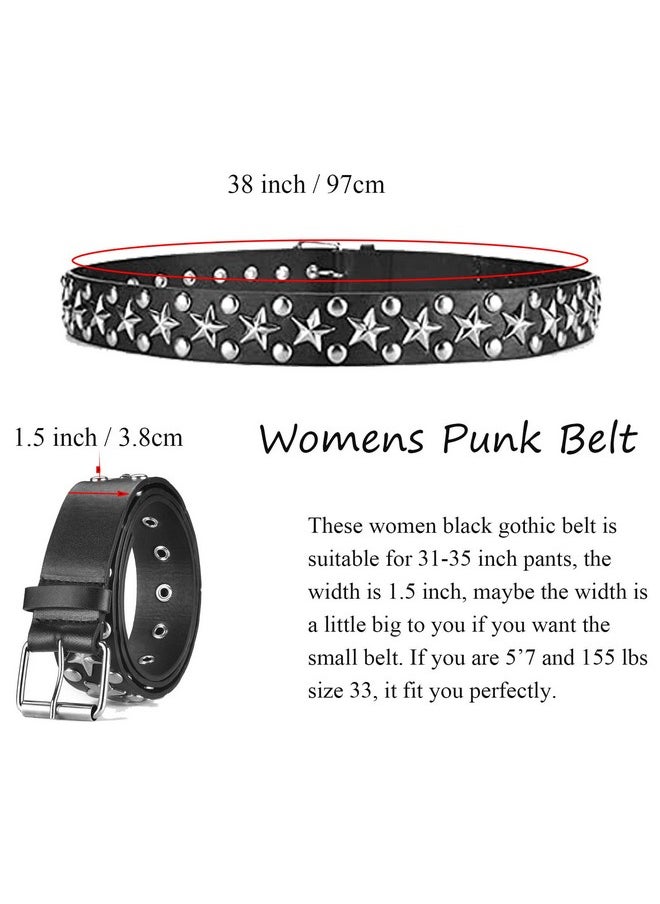 HABUAETY - Studded Belt Women Y2K Spike Star Belts Star Black Girl Woman Stud Punk Waist Belt For Halloween Cosplay - Image 1
