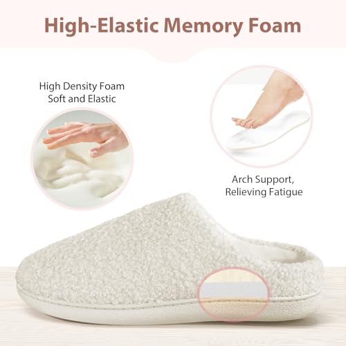 Anmerl Women's Memory Foam Slippers, Pluch Warm House Shoes with Non-Slip Rubber Sole, Cozy Indoor Slip On for Home, Bedroom, Office - Image 5