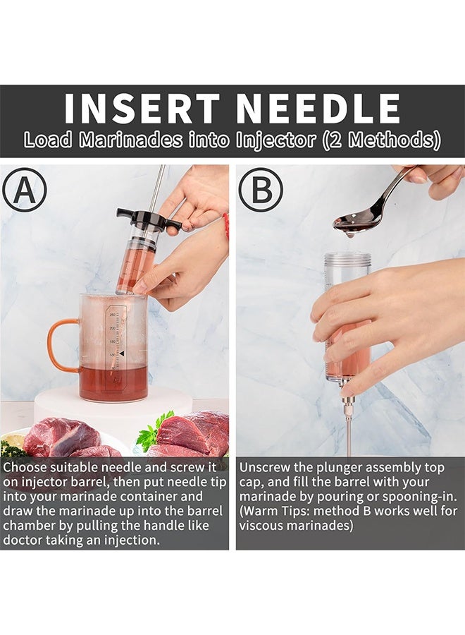 Meat Injector Syringe Kit with 3 Marinade Needles for BBQ Grill Smoker, 1 Cleaning Brush, 1.7 Oz/50ml Large Capacity Injector Marinades for Meats,Black - Image 5