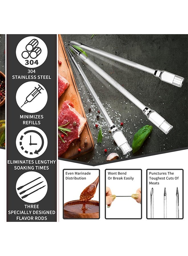 Meat Injector Syringe Kit with 3 Marinade Needles for BBQ Grill Smoker, 1 Cleaning Brush, 1.7 Oz/50ml Large Capacity Injector Marinades for Meats,Black - Image 3