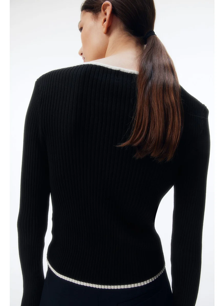 اتش اند ام Rib-Knit Boat-Neck Top