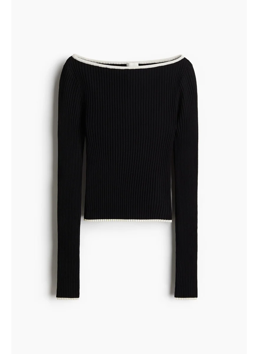 اتش اند ام Rib-Knit Boat-Neck Top