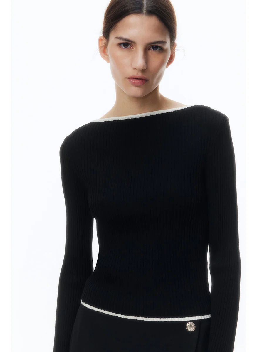 اتش اند ام Rib-Knit Boat-Neck Top