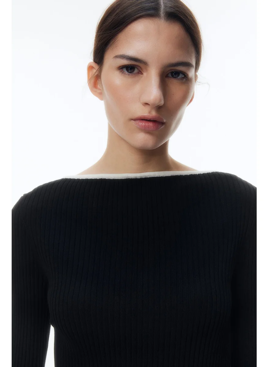 اتش اند ام Rib-Knit Boat-Neck Top