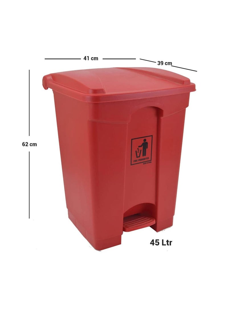 LACOT GENERAL TRADING LLC Lacot 45L Plastic Garbage Bin with Pedal Step on Waste Bin- Red  - Image 2