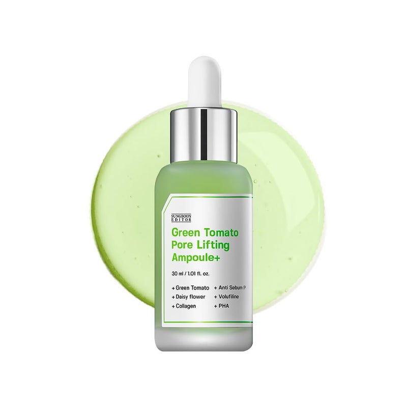 SUNGBOON EDITOR Green Tomato Pore Lifting Ampoule | Best Pore Minimizer for Face in Korea | Green Tomato Extract and Niacianamide Serum | Hydrating & Firming for Sensitive Skin | Korean Skincare