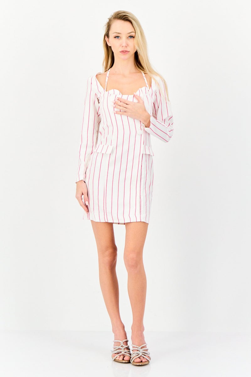 Asos Luxe Women Stripe Mini Dress, Multicolor - Image 2