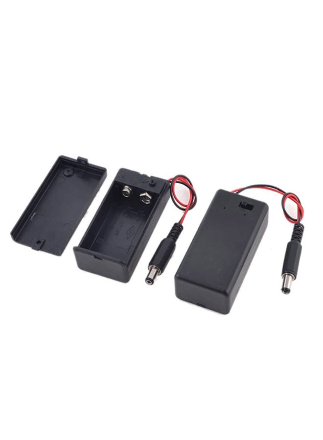 HEADVANA 2 Pcs Switch 9V Battery Case with Leads DC 5.5x2.1mm  Male Plug, 5 Pcs T Type DC Male Power Plug to 9V Battery Button Connector Cable. - Image 2